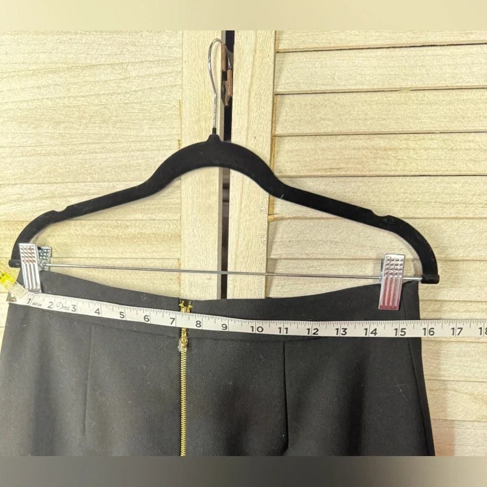 Kate Spade Black A-Line Midi Skirt Gold Bow Accent Size 10 Classic Chic EUC